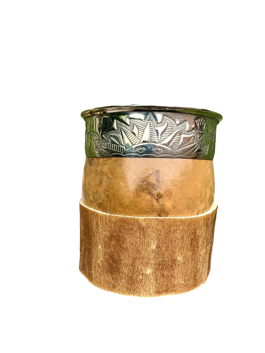 Mate imperial con posamate en cuero crudo